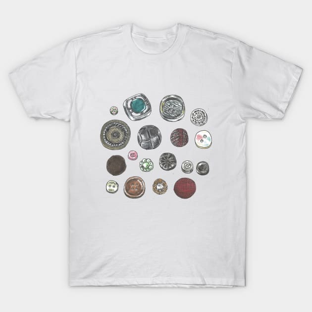 Button Collection T-Shirt by marianasantosart